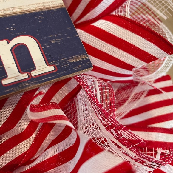 Patriotic WREATH “PROUD TO BE AN AMERICAN” Red,White & Blue 24” Memorial Day 7/4 - Picture 7 of 9